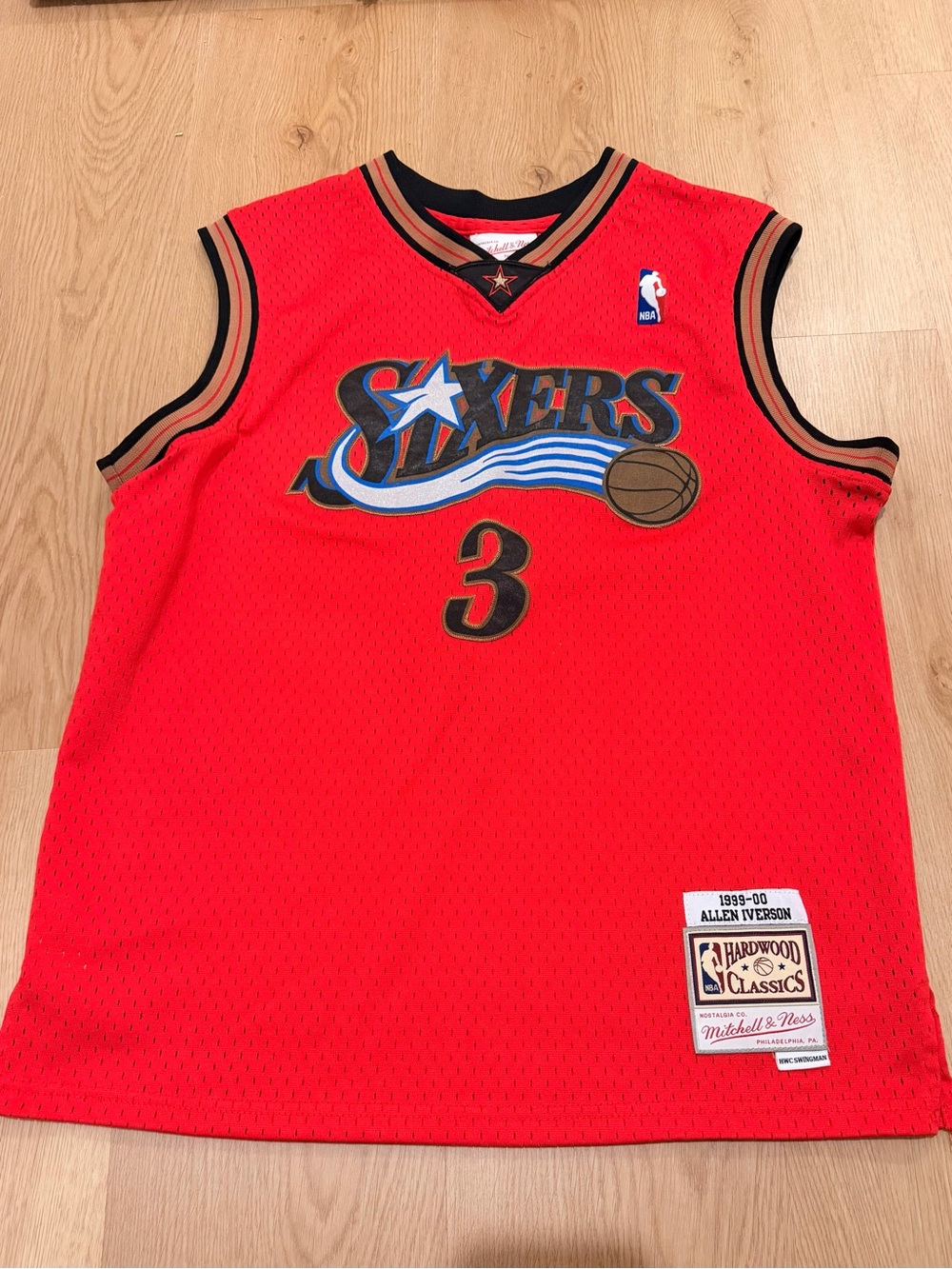 Mitchell & Ness Philadelphia 76ers #3 Allen Iverson Red Hardwood Classics Jersey